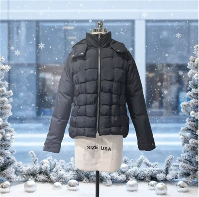 Wyjątkowa, tkana, krótka damska kurtka puchowa